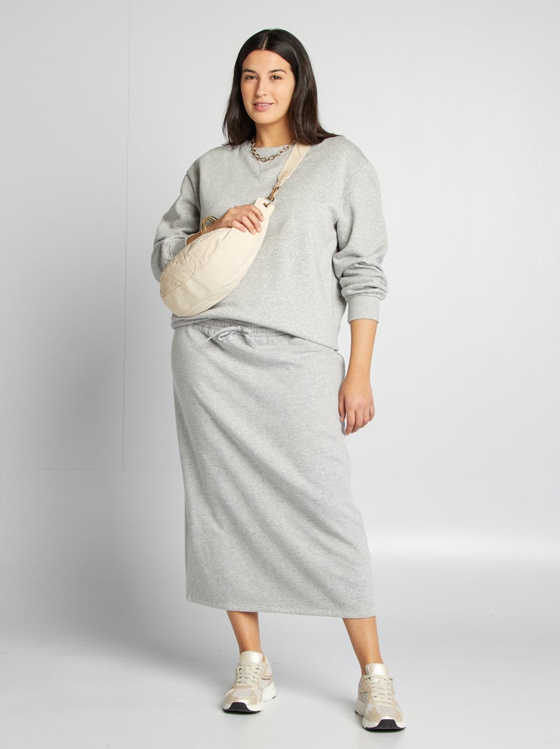 Sweat uni en molleton, Gris - Kiabi