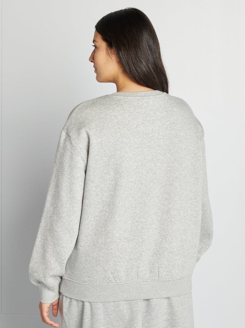 Sweat uni en molleton, Gris - Kiabi
