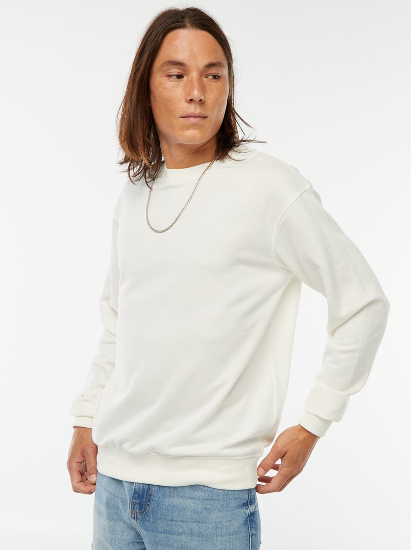 Sweat uni en molleton léger Blanc - Kiabi
