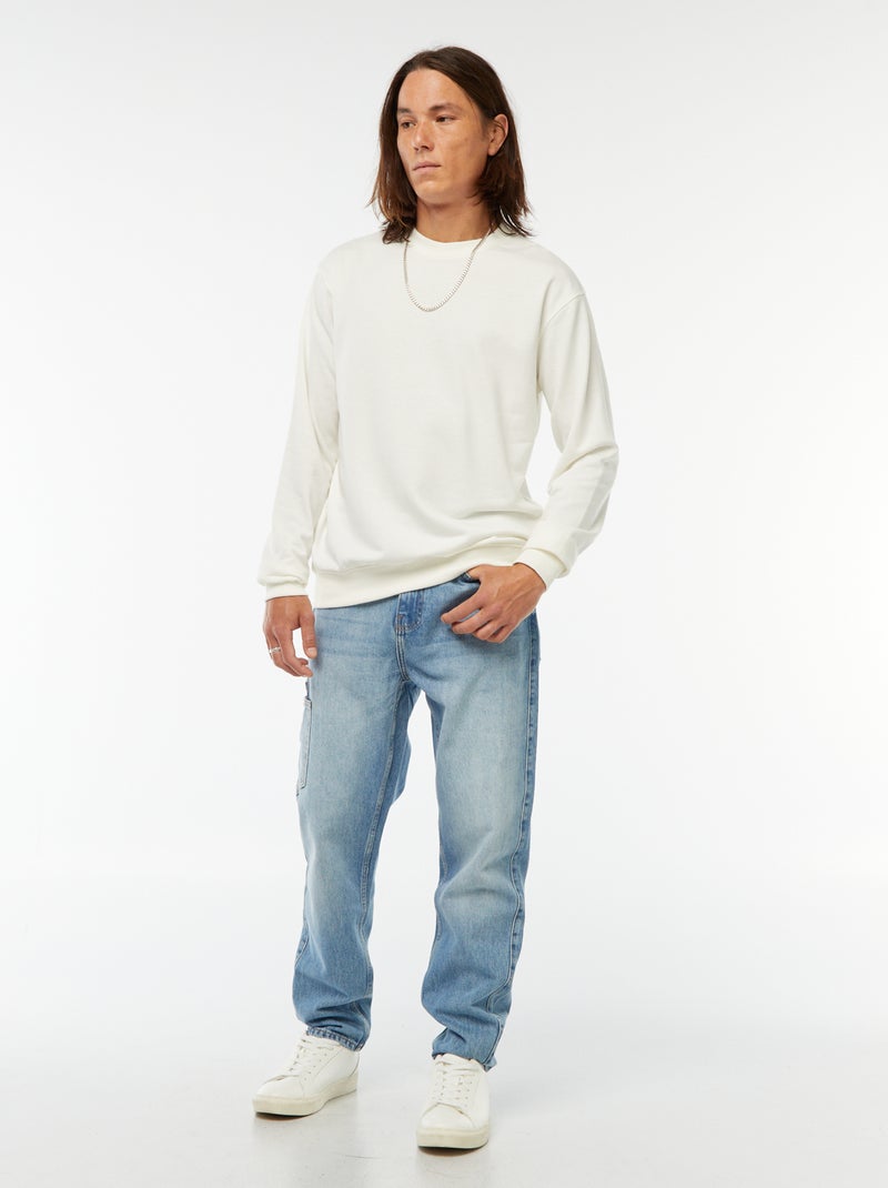 Sweat uni en molleton léger Blanc - Kiabi