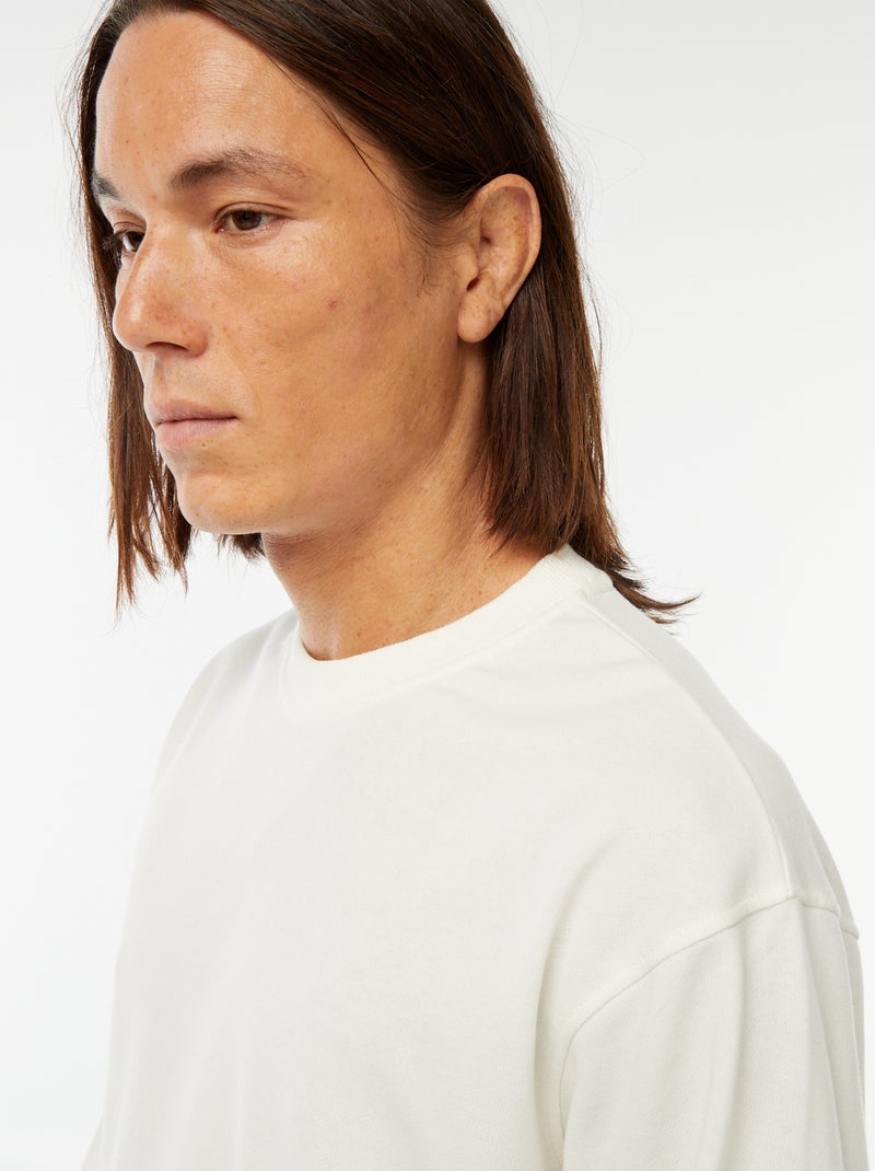 Sweat uni en molleton léger Blanc - Kiabi