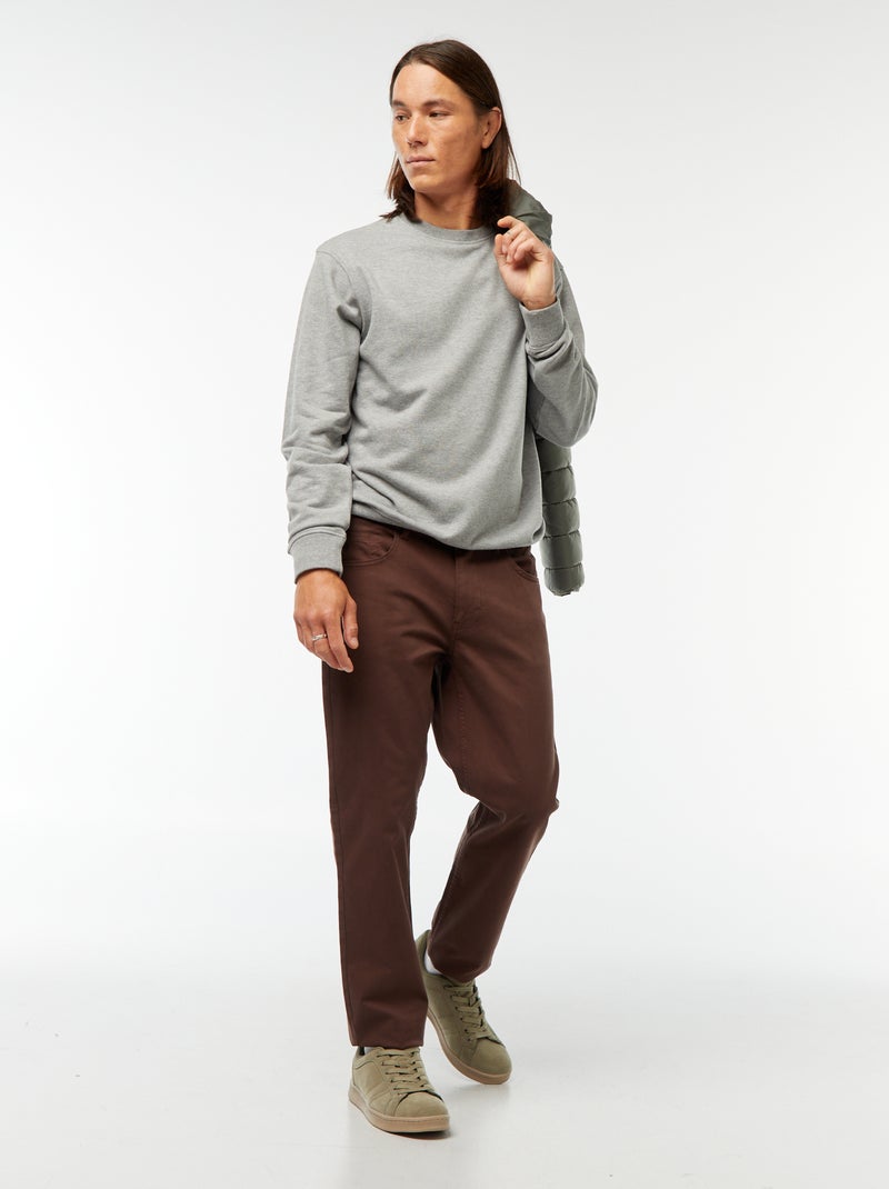 Sweat uni en molleton léger Gris - Kiabi