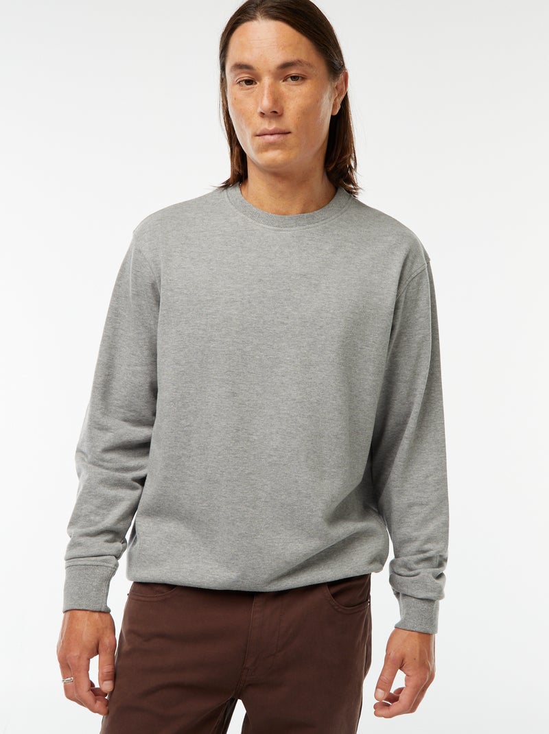 Sweat uni en molleton léger Gris - Kiabi