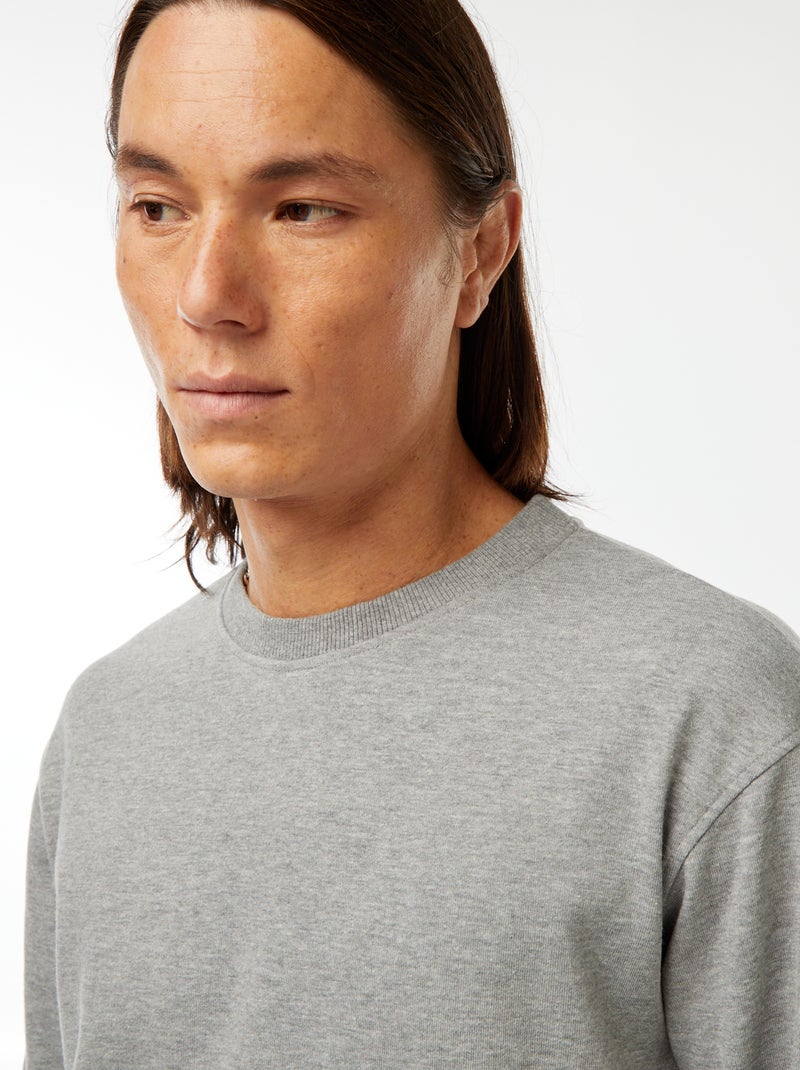 Sweat uni en molleton léger Gris - Kiabi