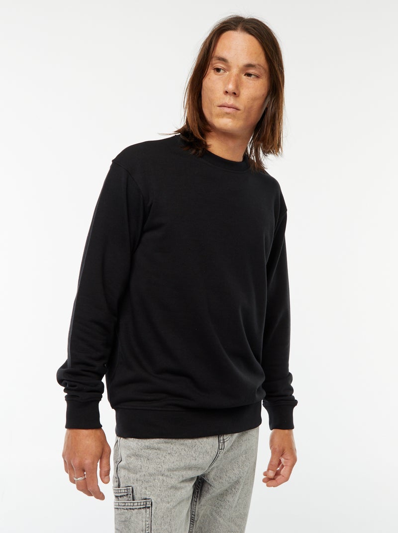 Sweat uni en molleton léger Noir - Kiabi