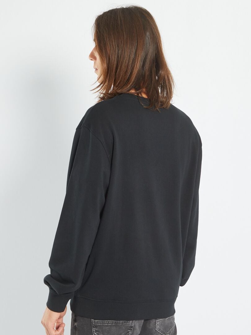 Sweat uni en molleton noir - Kiabi