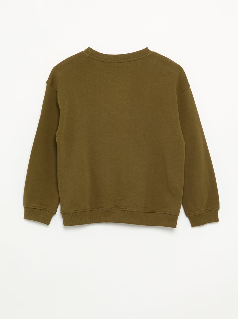 Sweat uni en molleton non gratté enfant - Kiabi Kaki - Kiabi
