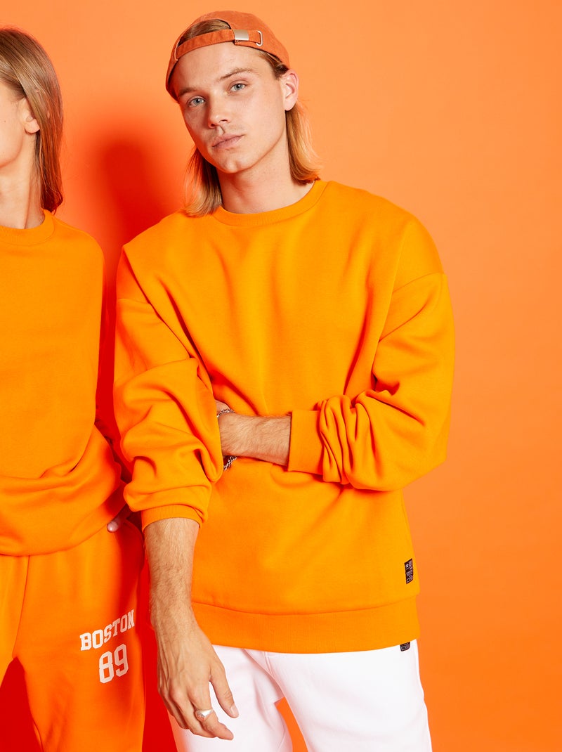 Sweat uni en molleton orange - Kiabi