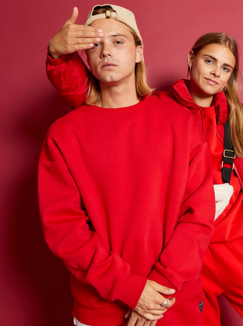 Sweat uni en molleton Rouge - Kiabi
