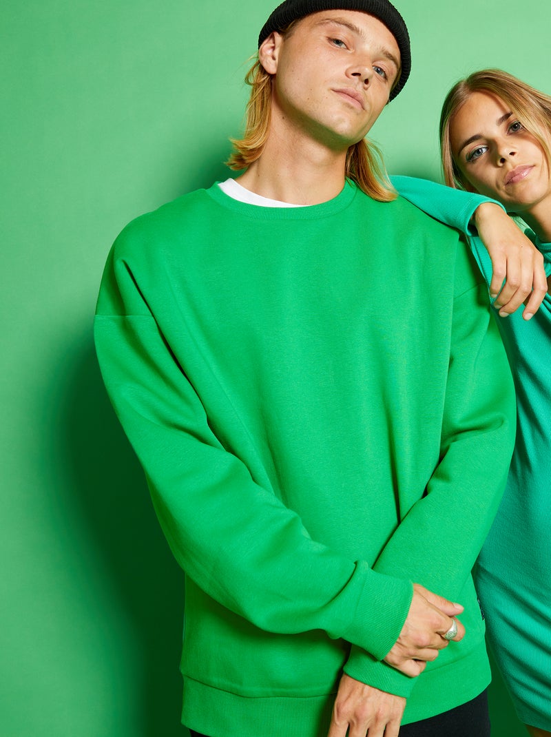 Sweat uni en molleton Vert clair - Kiabi
