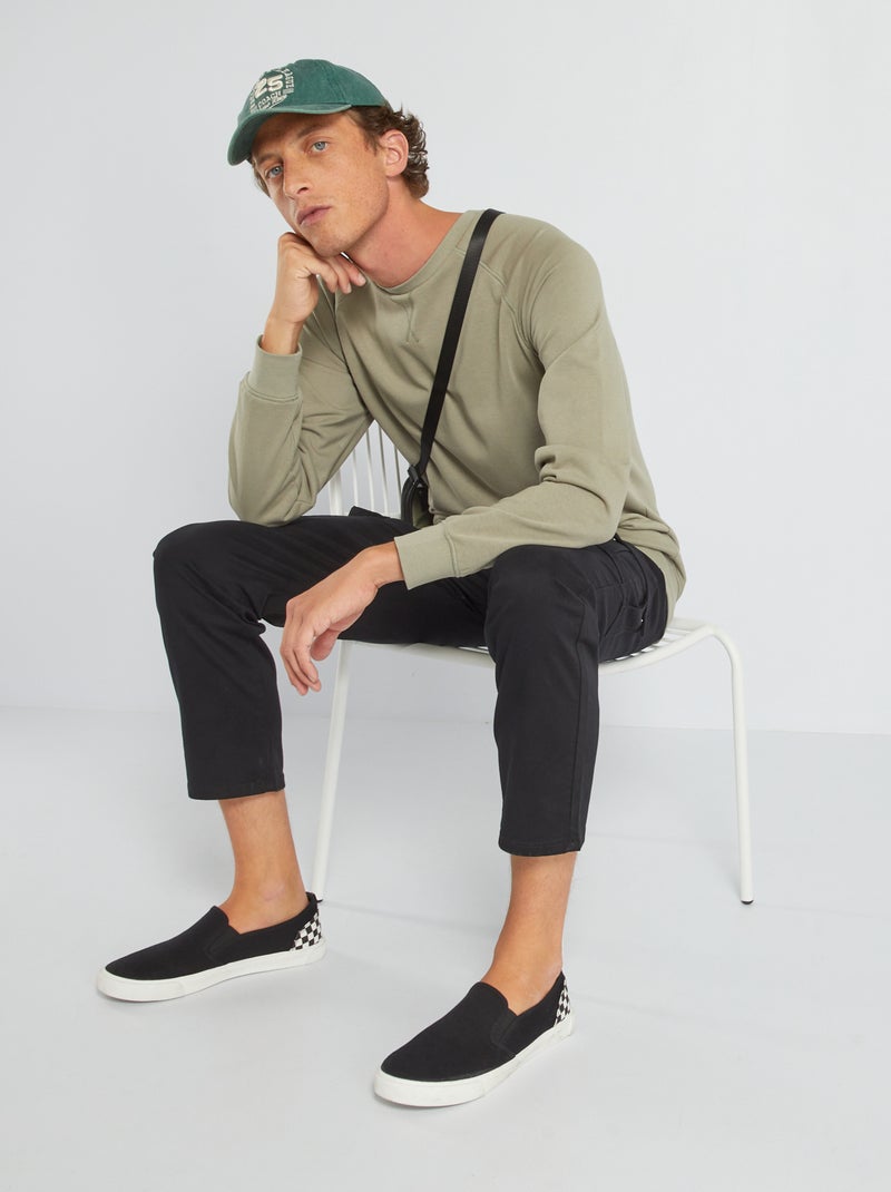 Sweat uni en molleton Vert - Kiabi