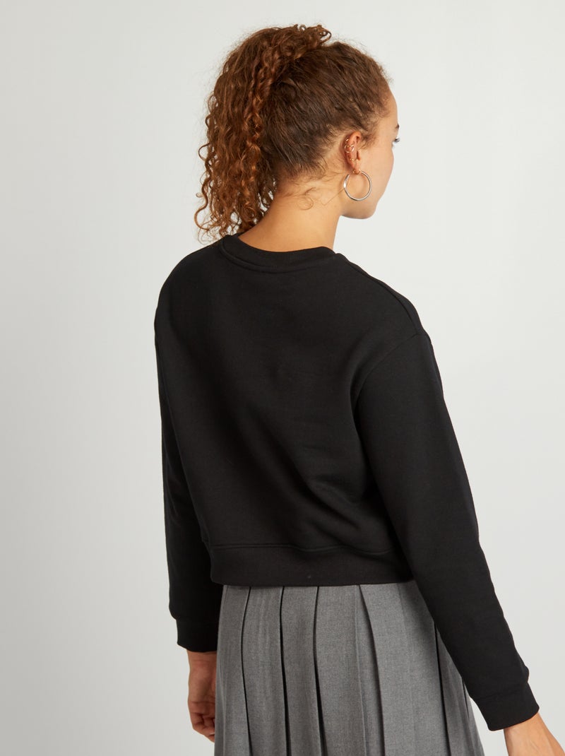 Sweat uni forme cropped noir - Kiabi