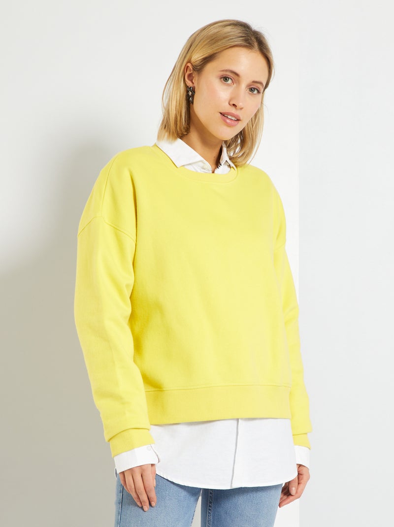Sweat uni oversize jaune - Kiabi