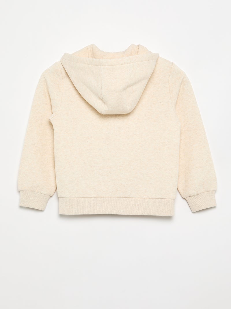Sweat uni zippé à capuche Beige - Kiabi