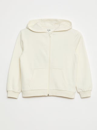 Sweat uni zippé à capuche