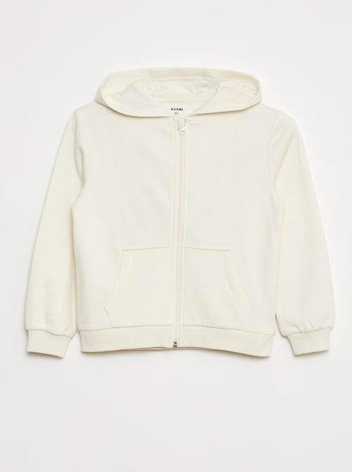 Sweat uni zippé à capuche - Kiabi