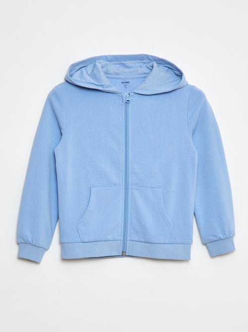 Sweat uni zippé à capuche - Kiabi