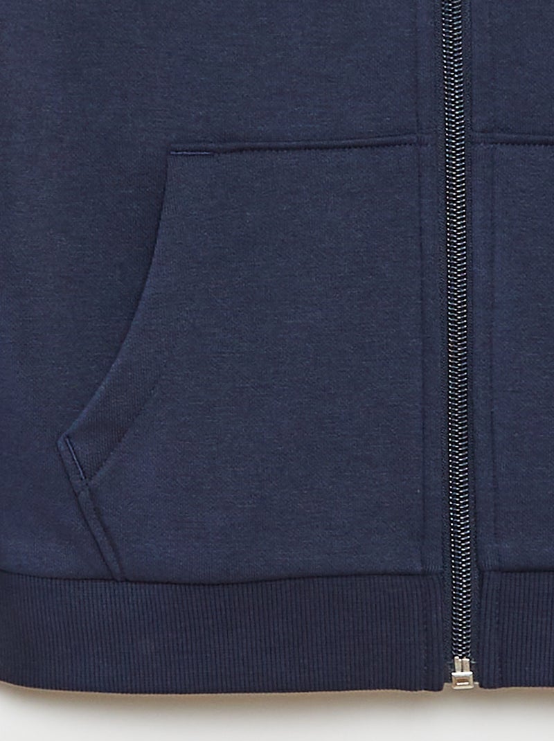 Sweat uni zippé à capuche Bleu - Kiabi
