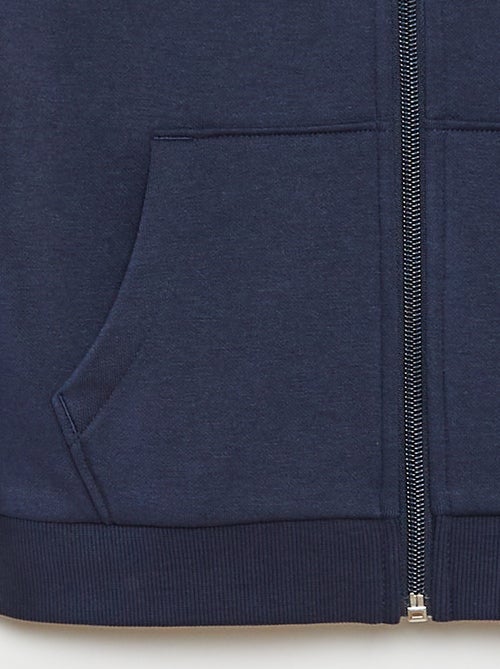 Sweat uni zippé à capuche - Kiabi