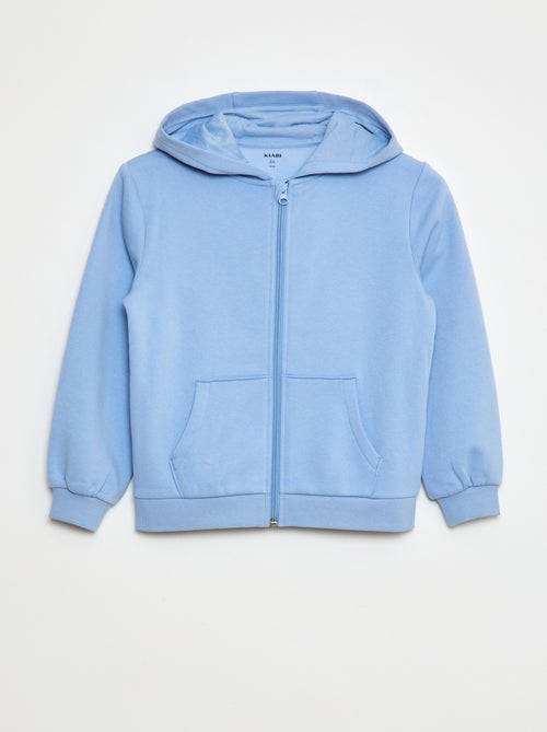 Sweat uni zippé à capuche - Kiabi