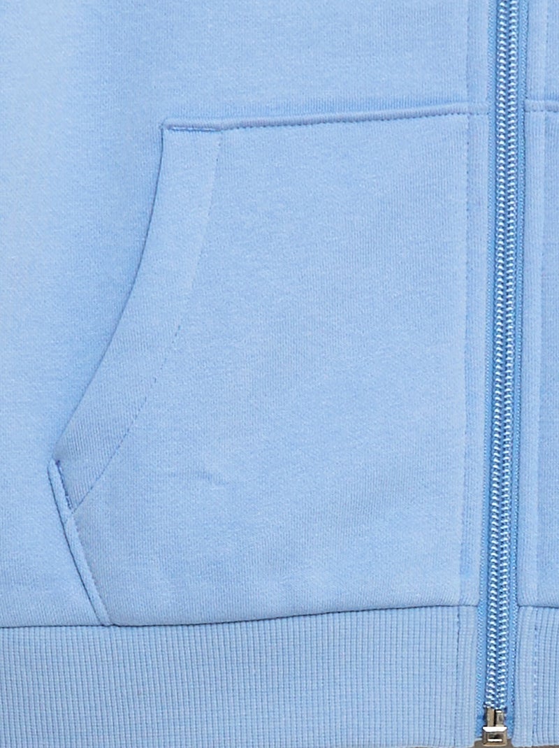 Sweat uni zippé à capuche Bleu - Kiabi