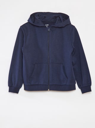 Sweat uni zippé à capuche
