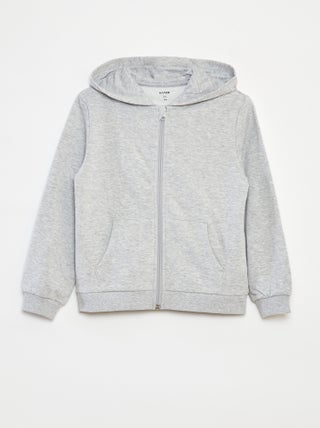 Sweat uni zippé à capuche