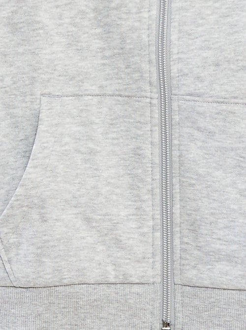 Sweat uni zippé à capuche - Kiabi