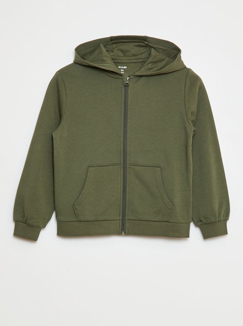 Sweat uni zippé à capuche - Kiabi