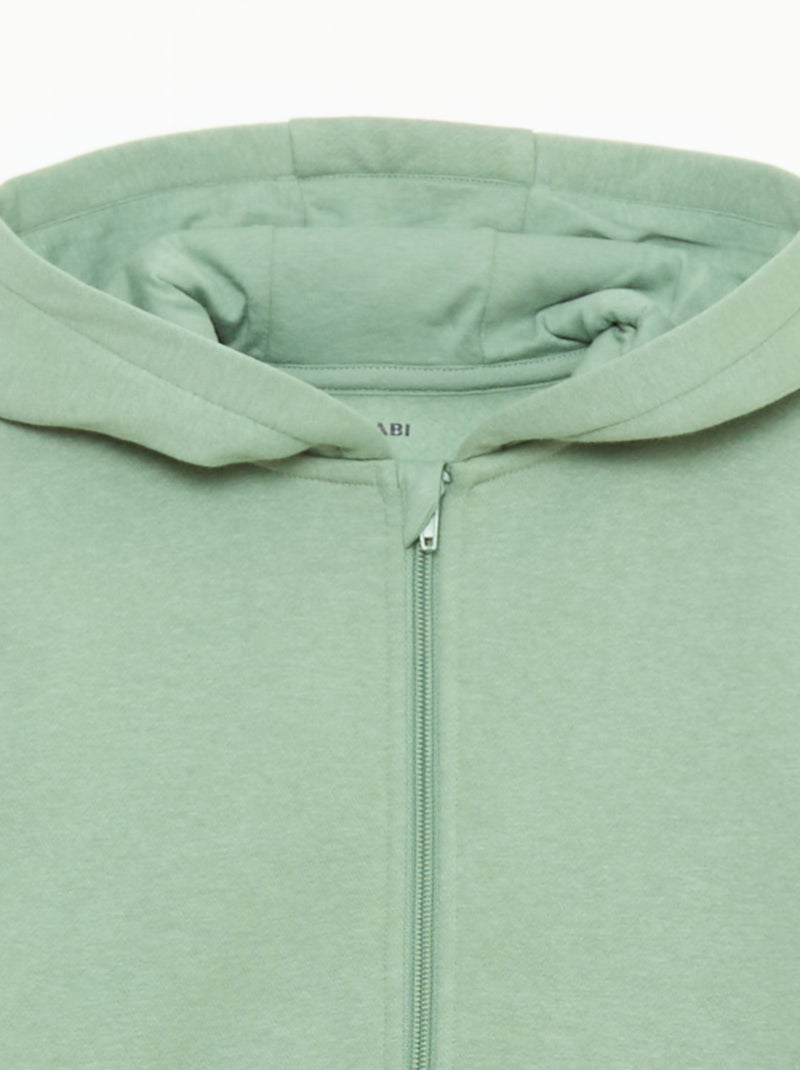 Sweat uni zippé à capuche Kaki - Kiabi