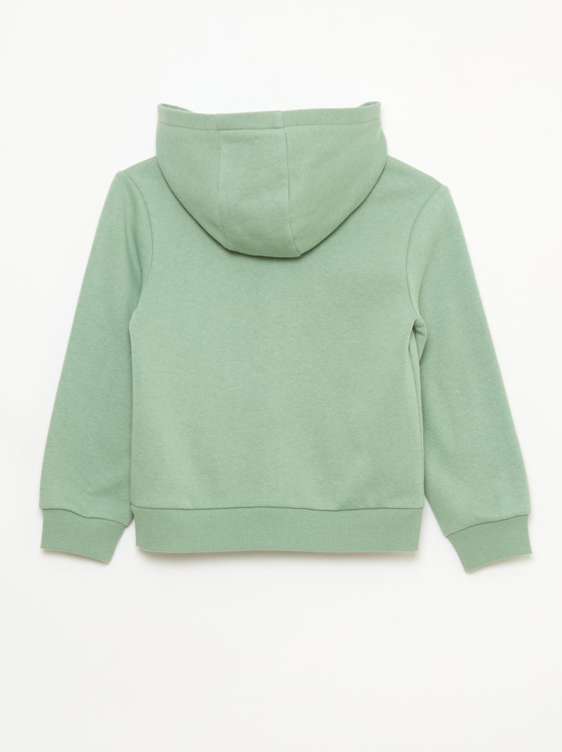 Sweat uni zippé à capuche Kaki - Kiabi