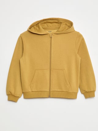 Sweat uni zippé à capuche