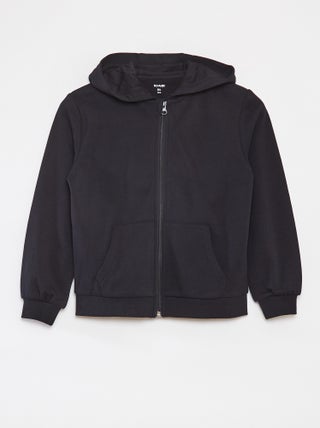 Sweat uni zippé à capuche