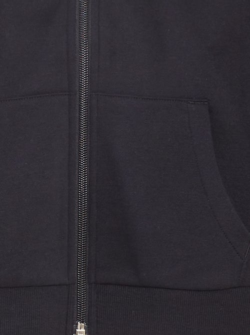 Sweat uni zippé à capuche - Kiabi