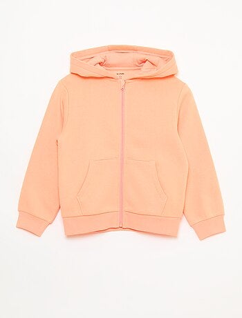 Sweat uni zippé à capuche