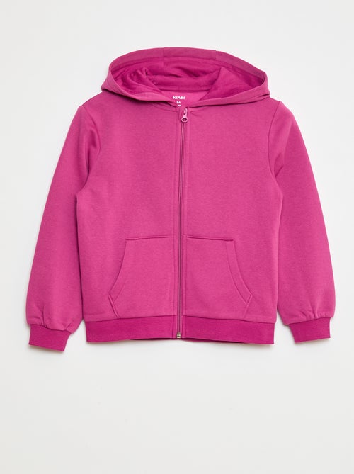 Sweat uni zippé à capuche - Kiabi