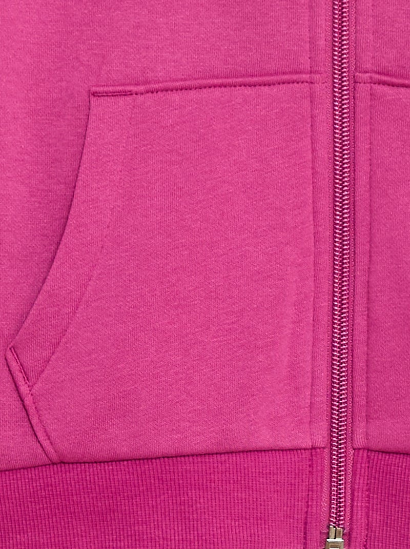 Sweat uni zippé à capuche Rose - Kiabi