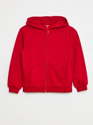 Sweat uni zippé à capuche