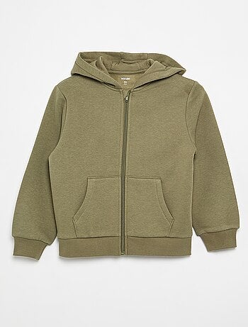 Sweat uni zippé à capuche