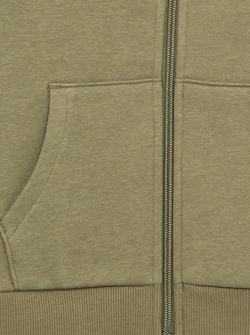 Sweat uni zippé à capuche - Kiabi