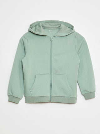 Sweat uni zippé à capuche