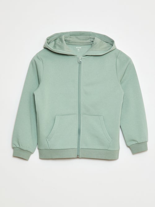 Sweat uni zippé à capuche - Kiabi