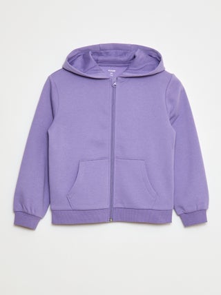 Sweat uni zippé à capuche
