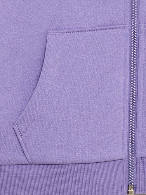 Sweat uni zippé à capuche - Kiabi