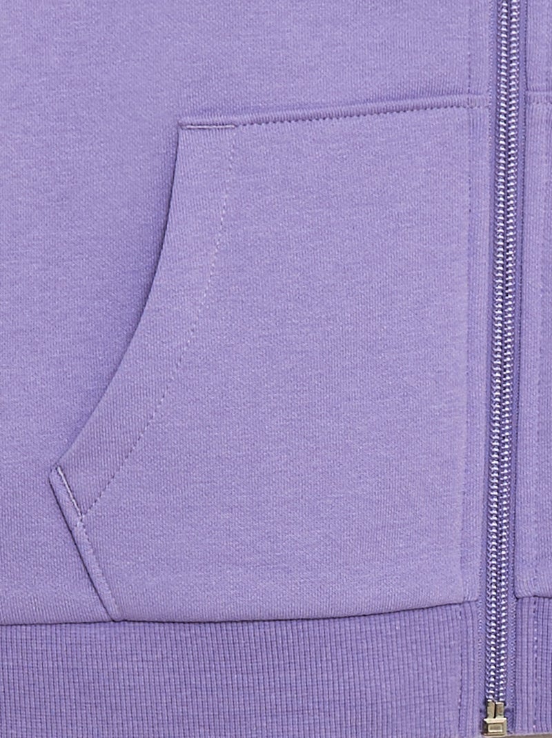 Sweat uni zippé à capuche Violet - Kiabi