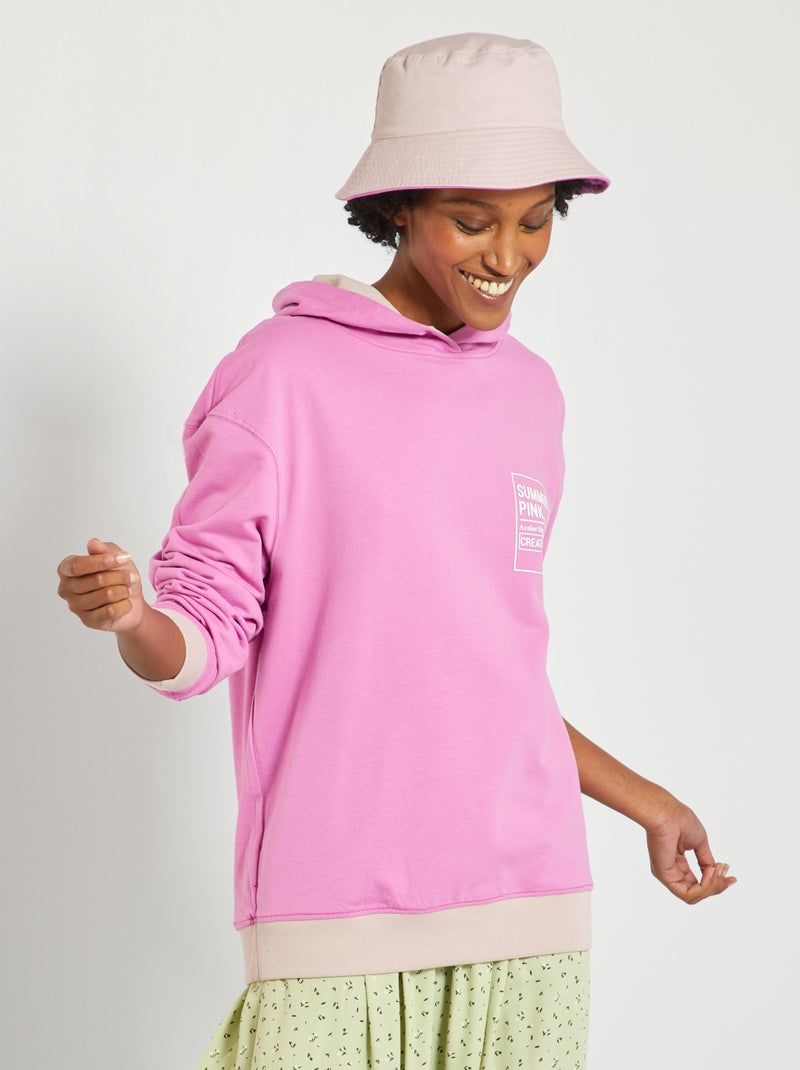 Sweat unisexe à capuche rose - Kiabi