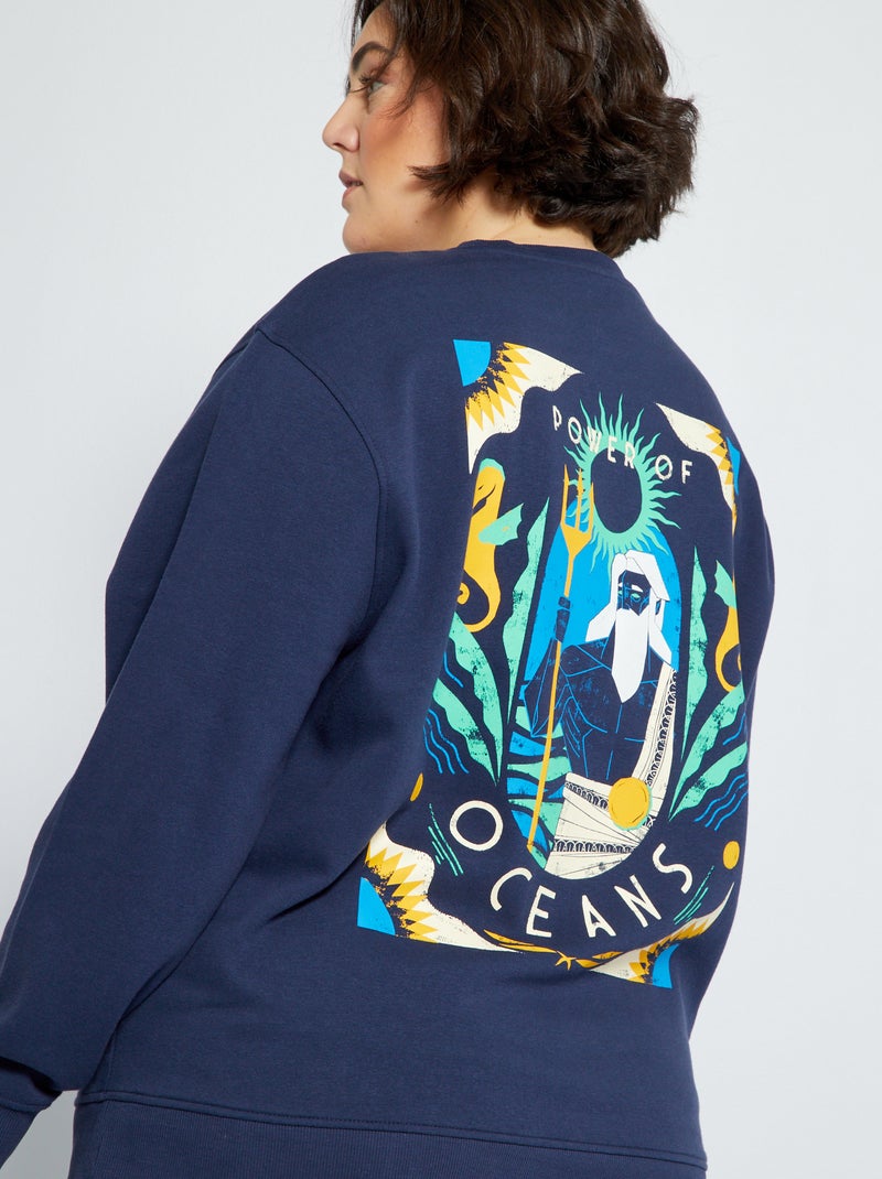 SWEAT SHIRT CAPUCHE COTON BIO BRODÉ - PARIS - BLEU CIEL