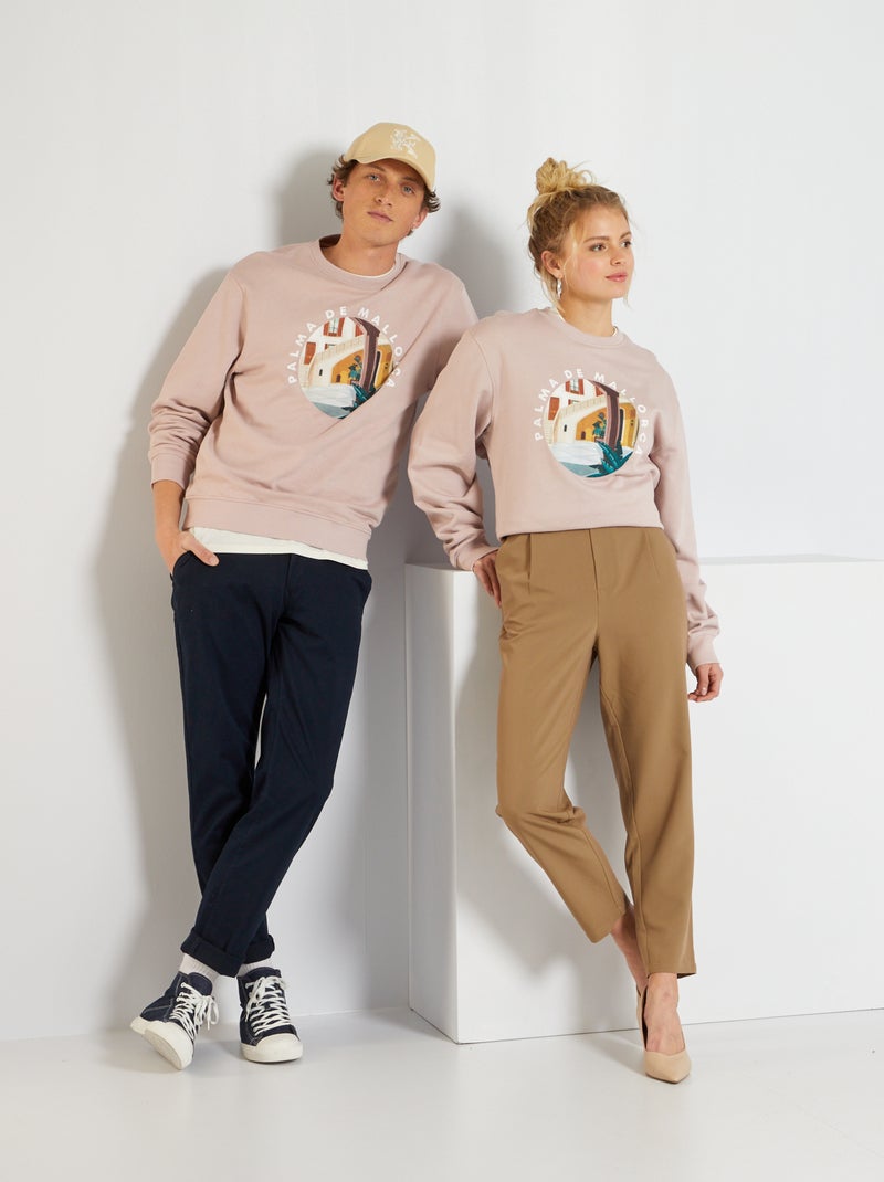 Sweat unisexe imprimé 'Palma de Mallorca' Rose - Kiabi