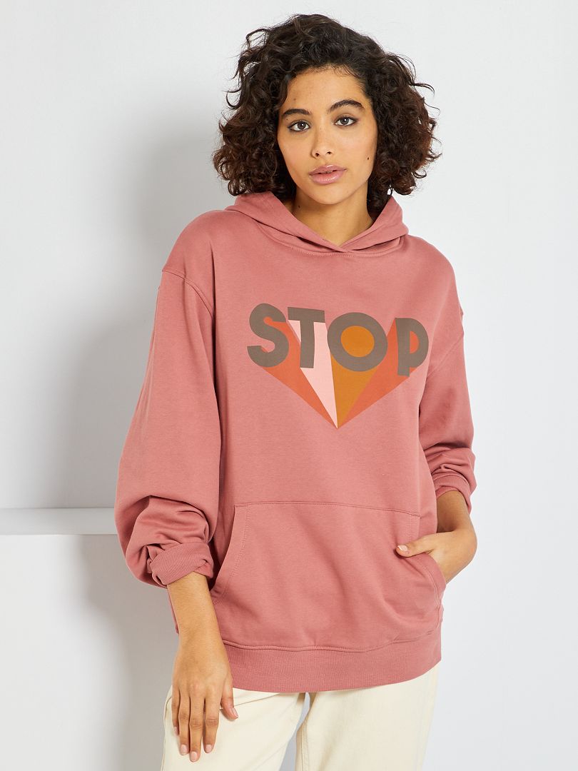 Sweat unisexe imprimé rose - Kiabi
