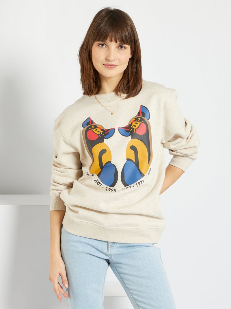 Sweat unisexe nouvel an chinois beige cochon - Kiabi